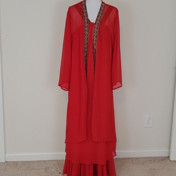 AS-HRO red maxi dress with jacket size XL - Picture 1 of 5